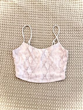Forever 21 Pale Snake Print Spaghetti Strap Crop Top